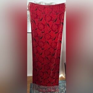 Escada Red and Black Paisley Patterned Shawl